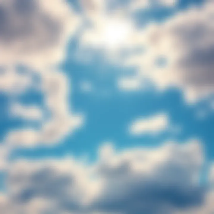 Vibrant phone wallpaper featuring a bright blue sky with soft white clouds