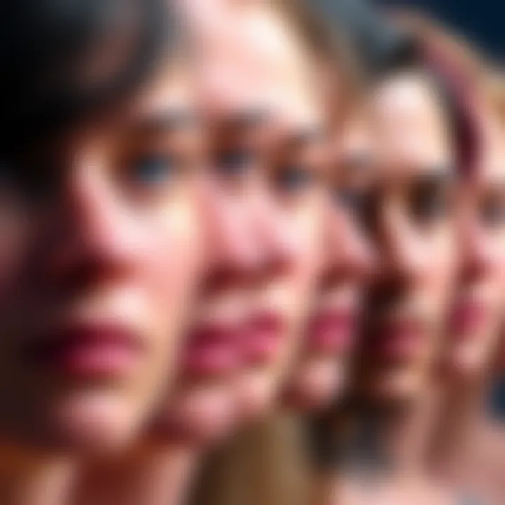 A collection of AI-generated faces showing varying degrees of blurriness, highlighting the differences in clarity among them.