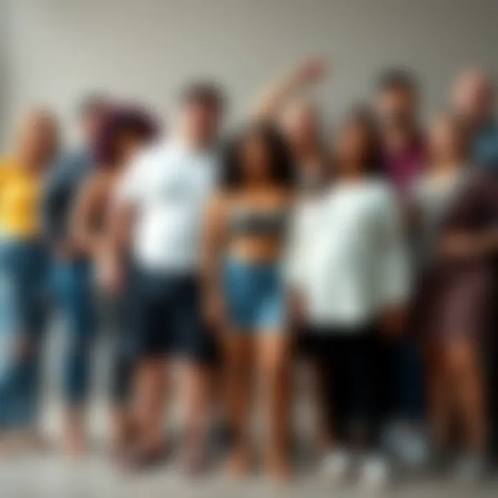 A diverse group of people of various body types standing together, representing the terms thick and fat in a positive light.