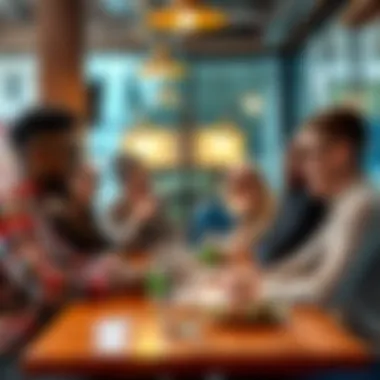 A diverse group of people engaging in an animated discussion about current social issues at a café table.