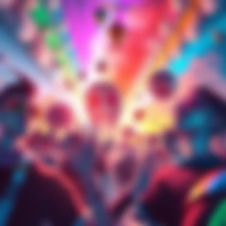 A vibrant and imaginative dream sequence depicting various creative themes and visual elements from 'Bonk!'.