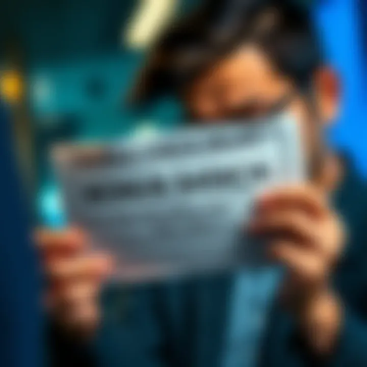 A notice about the postponed bonus check, highlighting the new date of June 7, with a concerned employee looking at it.