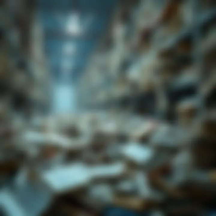 A pile of books being scanned in a warehouse, with some books visibly damaged or discarded, highlighting the process of destruction for AI training.