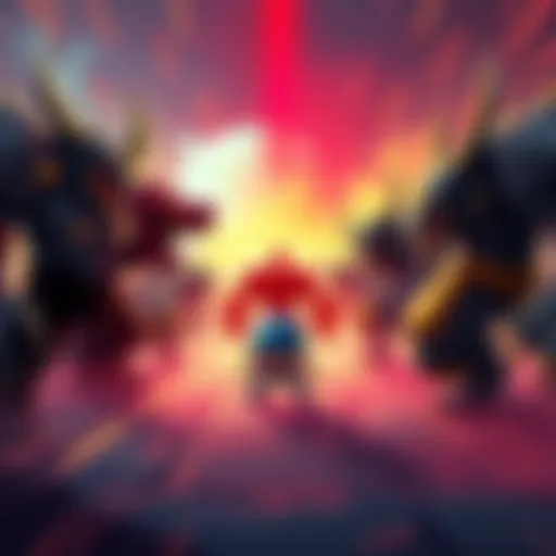 Illustration of a game screen showing a boss rush with various unique bosses lined up, indicating both sequenced and random approaches