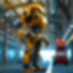 Boston Dynamics' Atlas humanoid robot standing in a factory setting, showcasing its design and potential use in manufacturing.