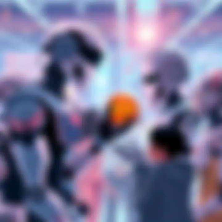 Bots and AI Interaction An illustration showing various AI bots interacting with people, highlighting themes of toxic masculinity and predictable responses.