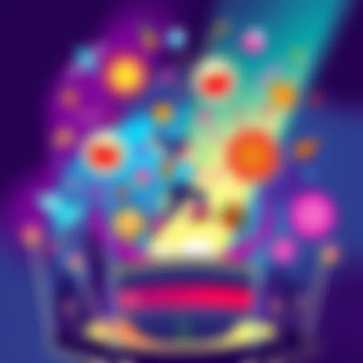 A colorful depiction of the Bouncing Mavis trend influencing pop culture, featuring various vibrant symbols representing change and energy.