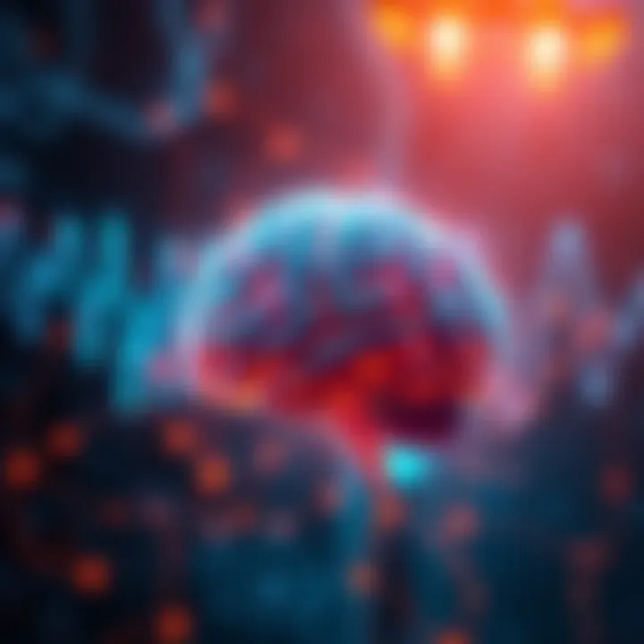 A visual representation of brain waves and neural connections showing activity during anesthesia, illustrating unconscious prediction capabilities.