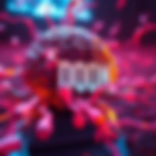 Fused brain cells with a computer screen showing the game Doom being played.