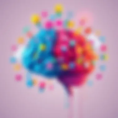 A colorful illustration of a brain surrounded by various icons representing ideas and knowledge, symbolizing the changing meaning of 'brainless' in today's culture.