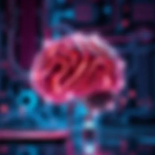 A visual representation of a human brain alongside a computer, symbolizing the difference between human thinking and AI processing.