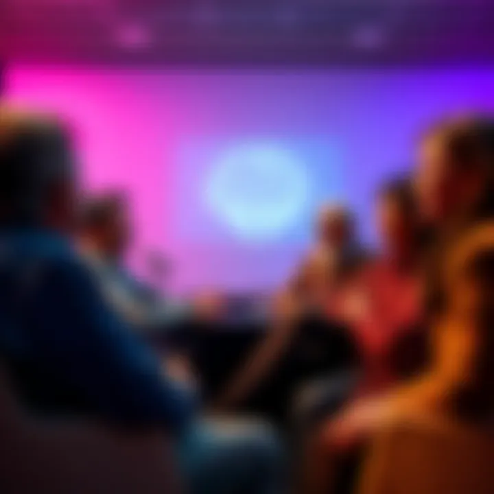 A group of brain tumor survivors discussing their experiences and insights on a panel, highlighting their journey and the future of glioblastoma treatment.