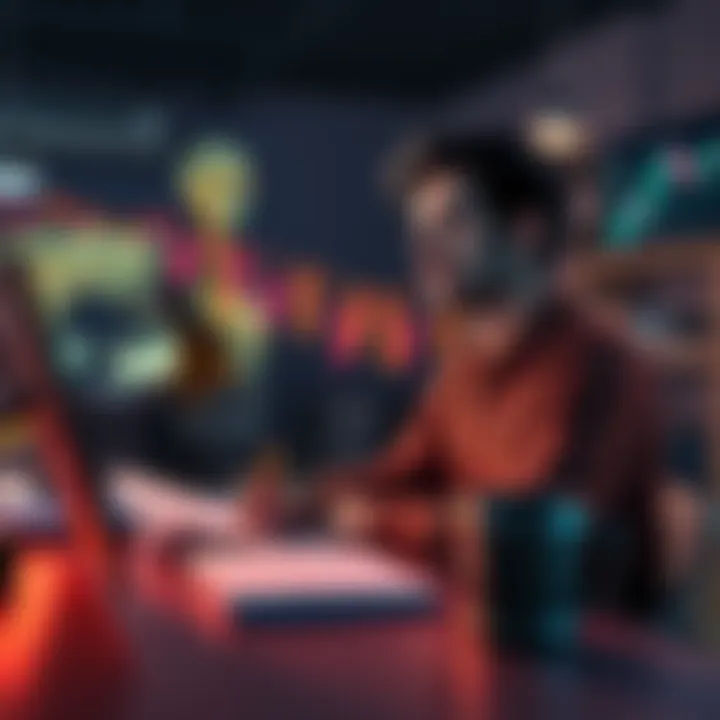 A person sitting at a desk with a notebook, looking thoughtful while brainstorming project ideas related to artificial intelligence