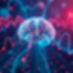 An illustration showing brainwave patterns intertwined with quantum circuits to symbolize the connection between AI and consciousness.