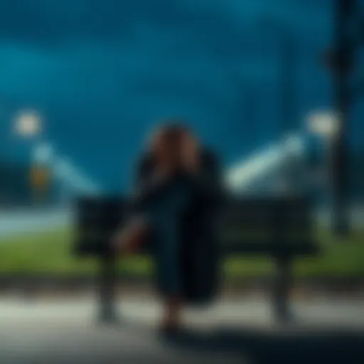 A person looks contemplative while sitting on a bench, holding their head in their hands, symbolizing a breaking point in life.
