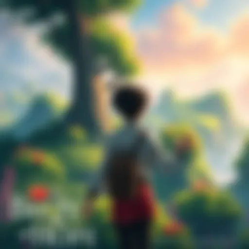 A serene character exploring a vibrant world filled with lush greenery and colorful scenery in Breeze of Hope game