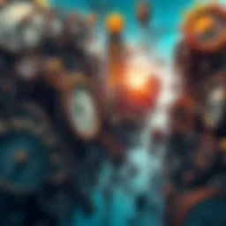 A collage of broken gears and clocks, symbolizing societal systems at odds with modern life.