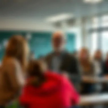 A Brown University professor in a classroom discussing with students about academic integrity and exam formats