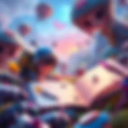 A character searching for hidden pages in a vibrant, colorful landscape filled with bugs and adventure elements