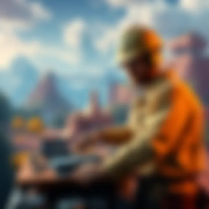 A builder designing a vibrant game world with diverse biomes such as forest, desert, and mountains.