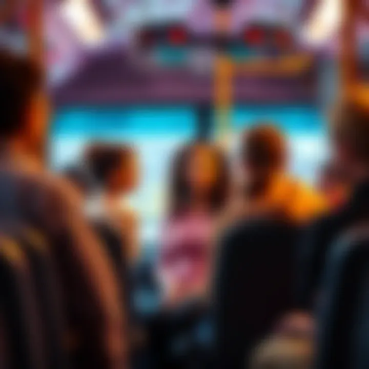 People discussing body shaming over a bus A group of people engaged in conversation about body positivity and bus seating, with one person appearing concerned about body image
