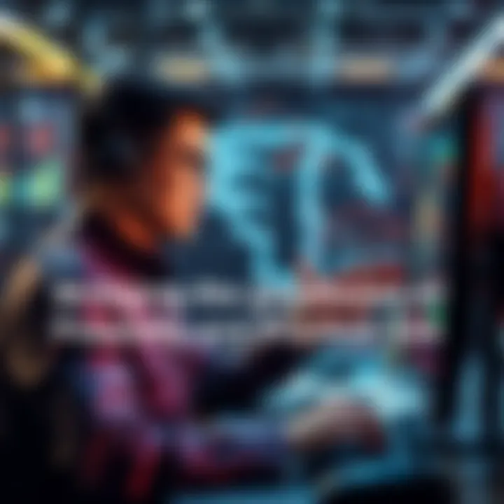 A business professional interacting with an AI system on a computer, highlighting usability and practicality in the workplace.