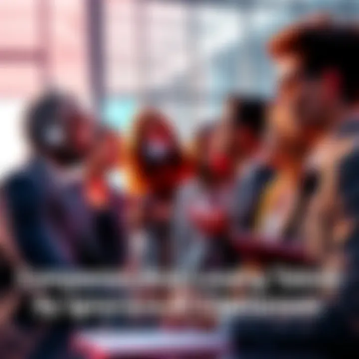 A diverse group of business professionals are engaged in a discussion about the challenges of artificial intelligence in the workplace, showcasing concerns over talent retention.