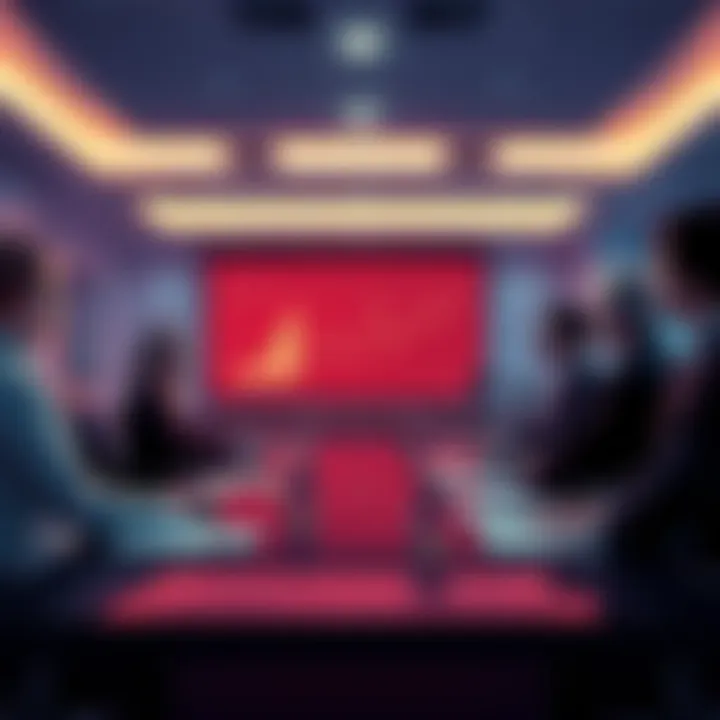 Group of professionals discussing AI safety in a conference room, with charts and graphs on a screen