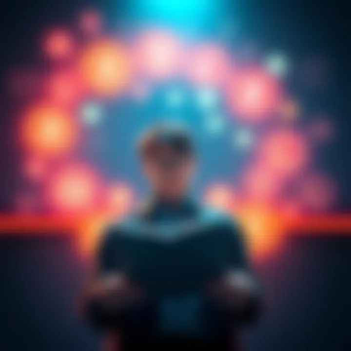 Business Name Ideas A person brainstorming business name ideas with a notebook and laptop, surrounded by trademark symbols.