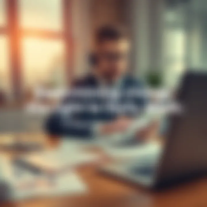 A business person sits at a desk with a calculator, papers, and a laptop, evaluating how to fairly charge for their work.