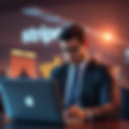 A businessman looking stressed while checking his laptop, concerned about potential financial issues from a Stripe account freeze.