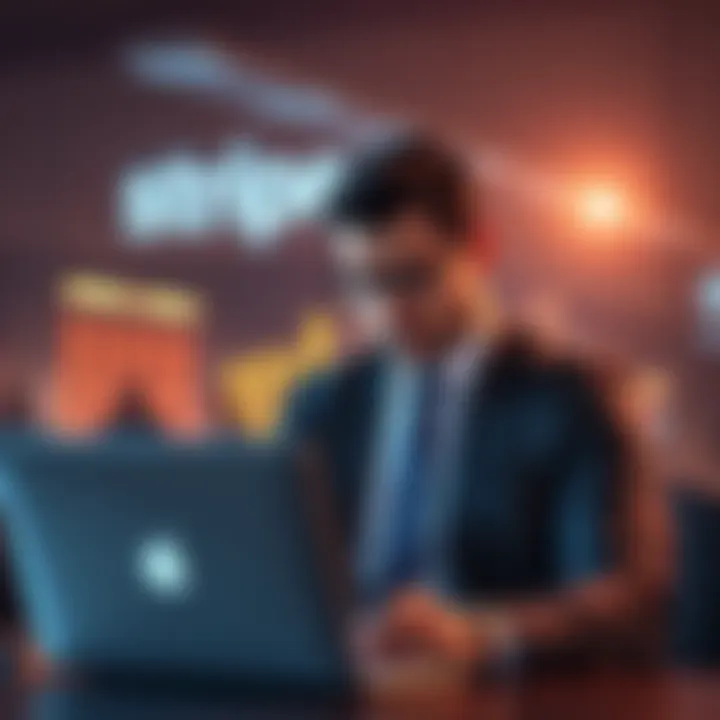 A businessman looking stressed while checking his laptop, concerned about potential financial issues from a Stripe account freeze.