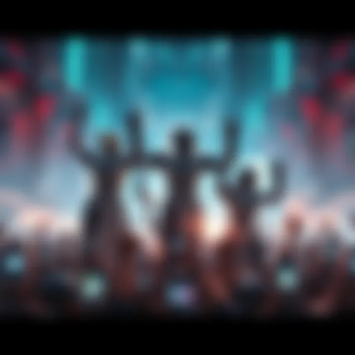 A futuristic scene showing people rallying around advanced robots, symbolizing the support of the Butlerian Jihad for thinking machines.