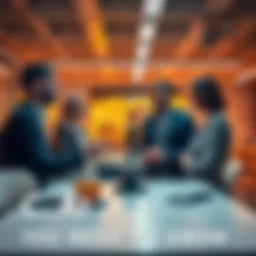 Members of the C. Ai team discussing new technology projects in a modern office setting