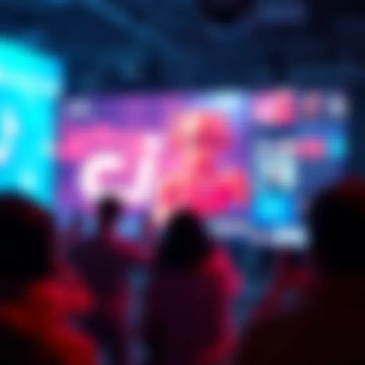 A graphic showing a digital screen displaying AI-generated audiovisual content similar to TikTok and Roblox, with users engaging and reacting