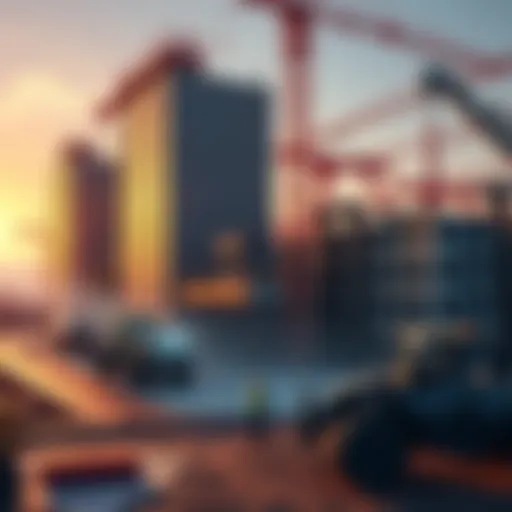 Construction of new data centers in California amidst drought concerns, showcasing heavy machinery and workers on site