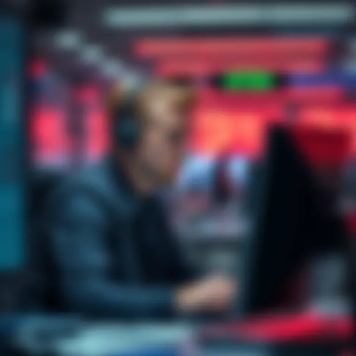 A call center employee with a headset, expressing frustration while looking at a computer screen, highlighting the need for human interaction in customer service.