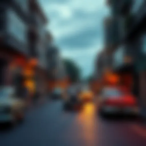 A peaceful street from a simpler time, featuring vintage cars and pedestrians enjoying their day, symbolizing life without AI.