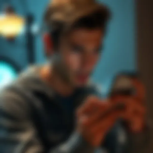 A person looking frustrated while using a calorie tracking app on a smartphone, showing a notification about memory problems.