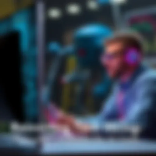 A job candidate interacts with AI software during a hiring assessment, showing collaboration and problem-solving skills.