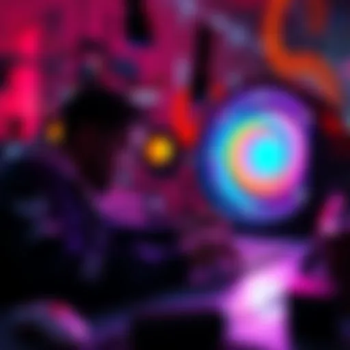 A designer working on capsule art in Blender, showcasing vibrant colors and unique shapes.