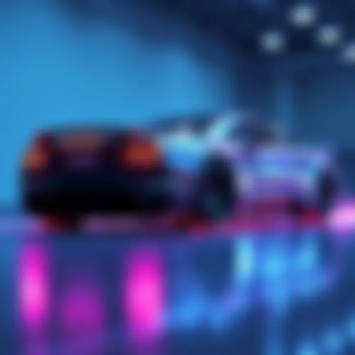 A realistic animation of a car with visible rendering noise, showcasing a cinematic quality.