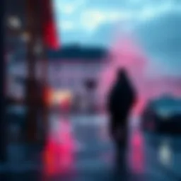 Car wash decision A person stands at a car wash, contemplating whether to walk or drive a short distance to it, with a car parked nearby and soap bubbles visible in the scene.