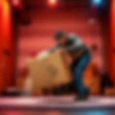 Individual engaged in the Cardboard Box skill test, demonstrating physical and cognitive skills