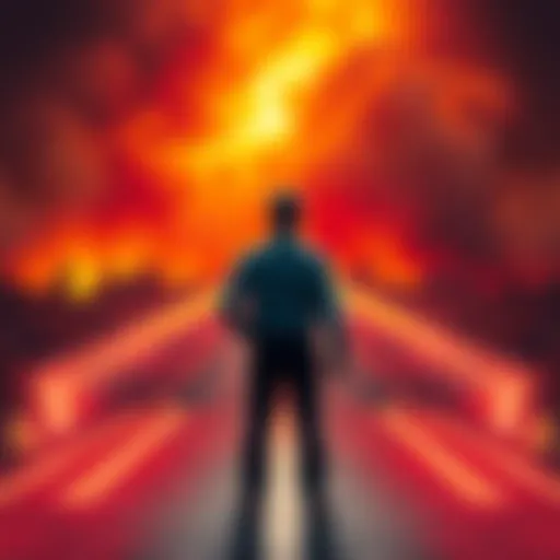 A professional looking ahead with determination while standing at a crossroads representing career choices