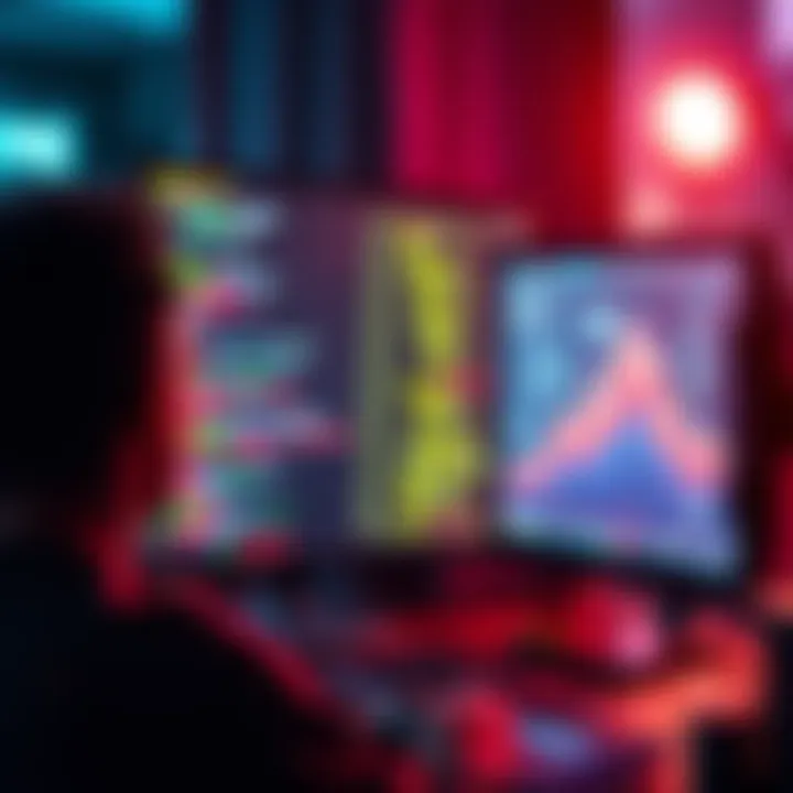 A person looking at a computer screen displaying code and web design elements, symbolizing a shift from game development to web and machine learning careers.