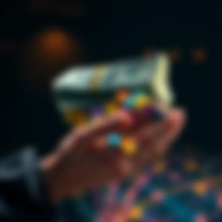 A hand holding stacks of cash and colorful tokens, symbolizing spending in engineering