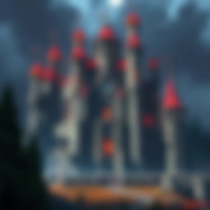 Concept art of a grand castle representing the halted game project Drauf, showcasing its intricate design and fantasy elements.