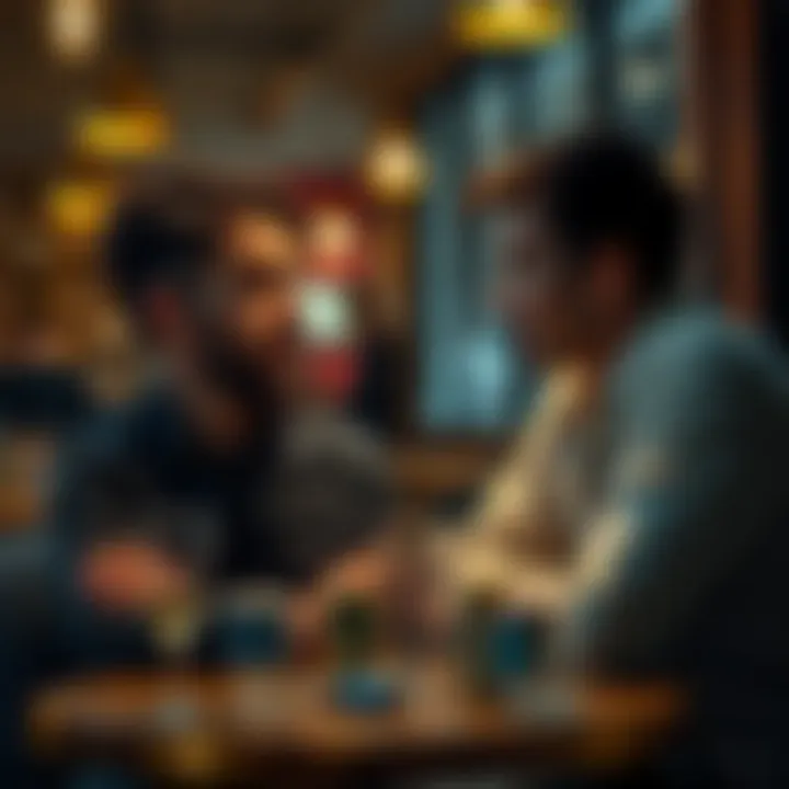 Two friends chatting in a café, surprised expressions as one mentions cocaine casually