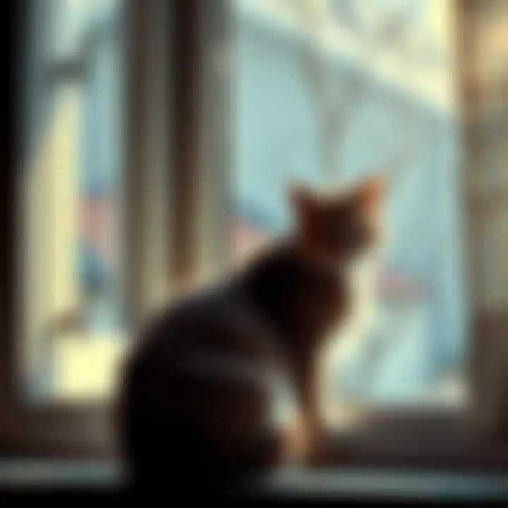 A lonely cat looking out a window, yearning for attention and affection from its owner.